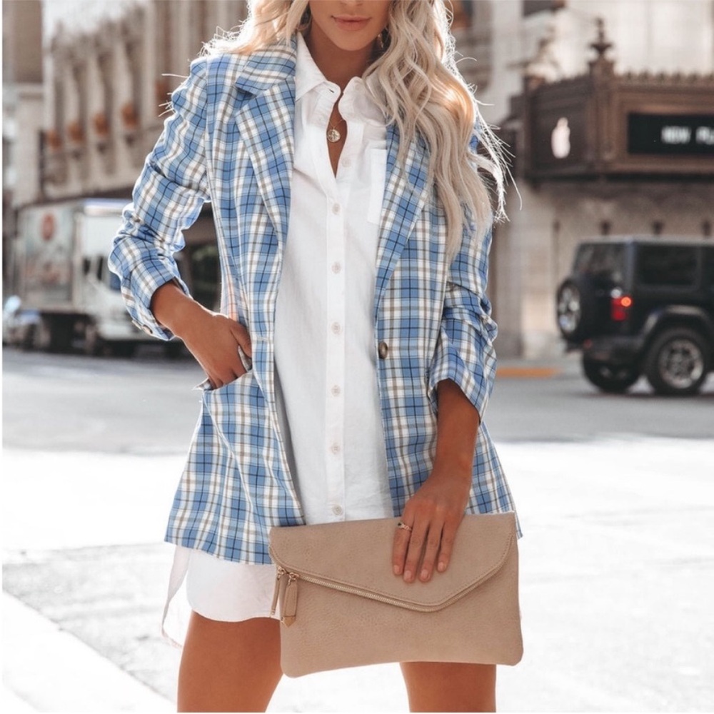 Vici Blue Plaid Blazer - image 4